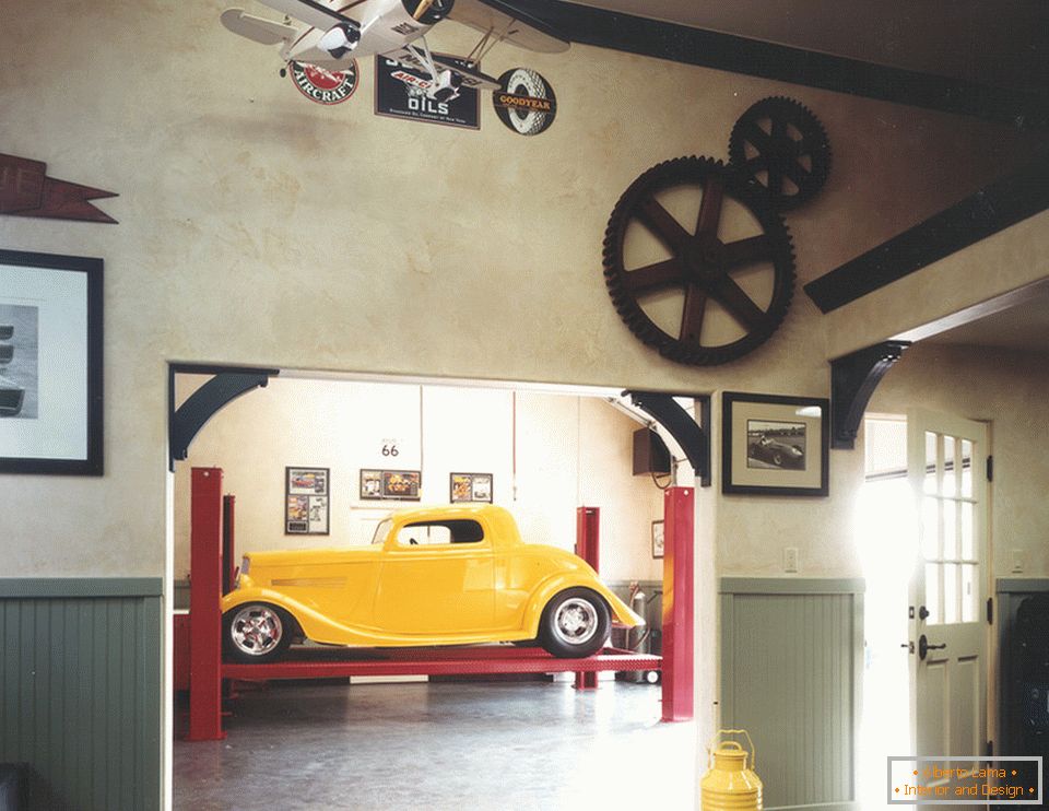 Interiér garáže v retro štýle