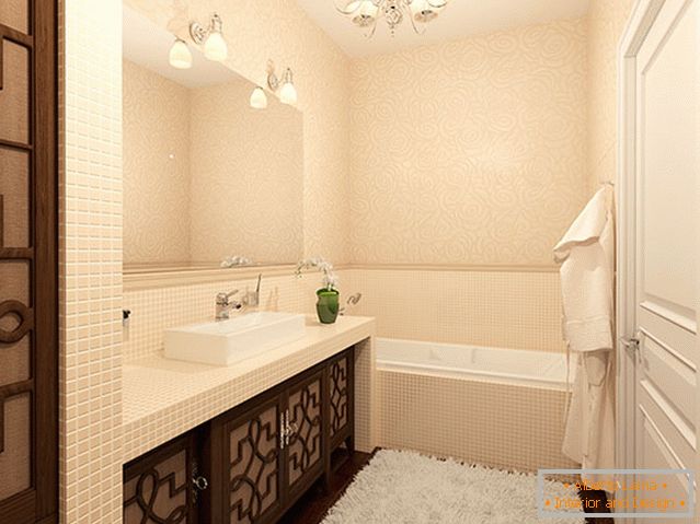 Interiér malej kúpeľne v kombinácii s toaletou
