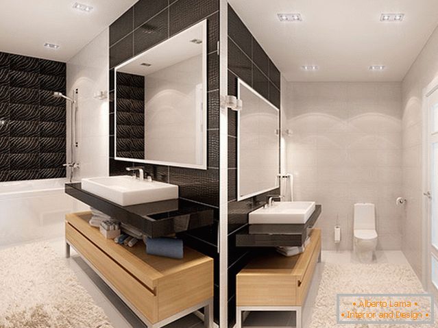 Interiér malej kúpeľne v kombinácii s toaletou