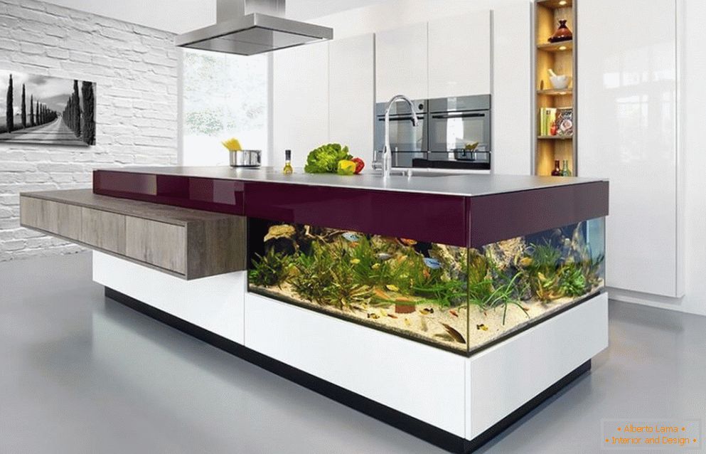 Stolové akvárium v ​​kuchyni