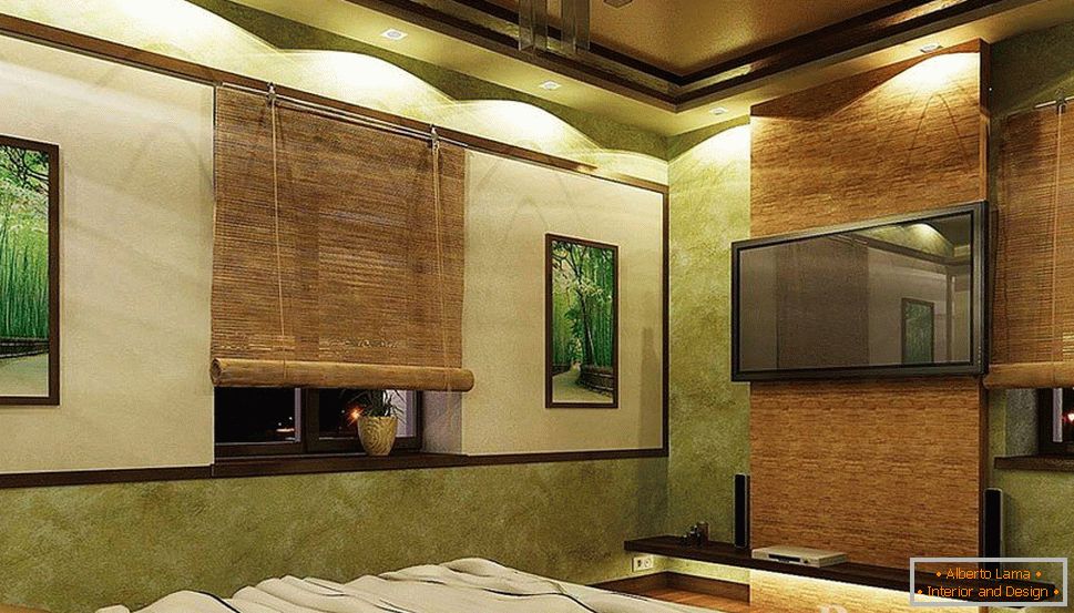 Bambus v interiéri spálne