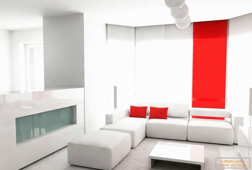 Interiér v minimalistickom štýle s bielym nábytkom