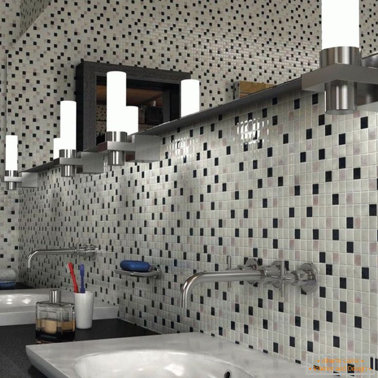 čierna a biela mozaika v dekorácii-kúpeľňa-izba