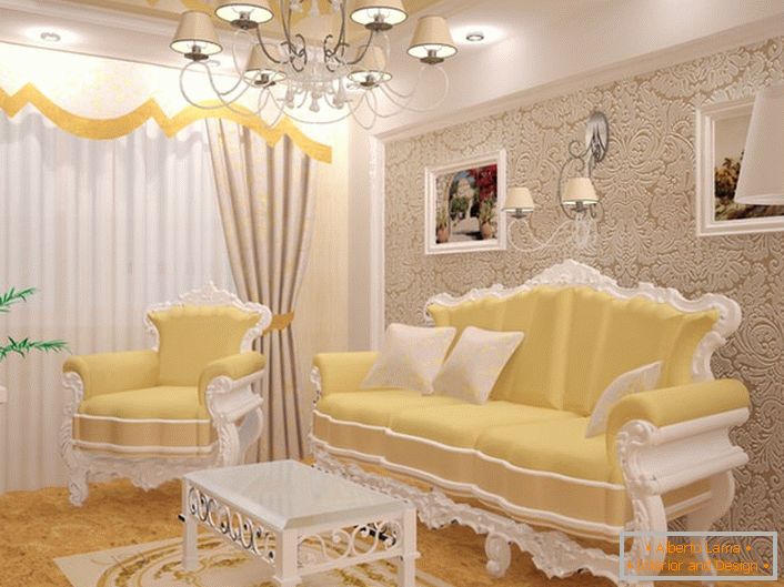 Malá izba v barokovom štýle. Vynikajúci nábytok. Nábytok je vybraný v najlepších tradíciách barokového štýlu.