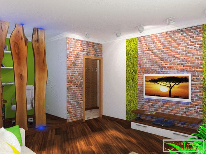 Zdiva je výhodne kombinovaná s drevenou výzdobou obývacej izby.