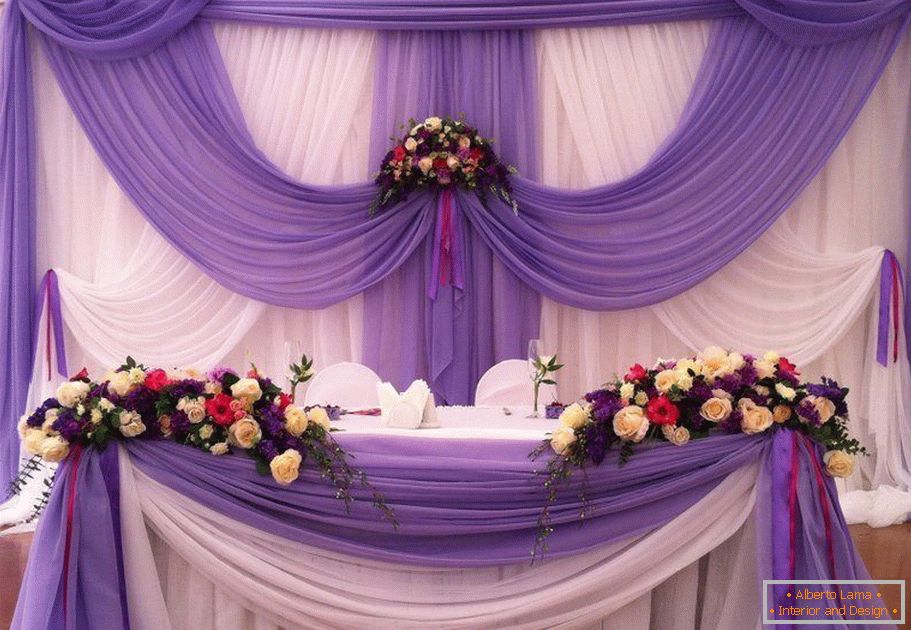 Dekorácia svadobnej haly s textilom