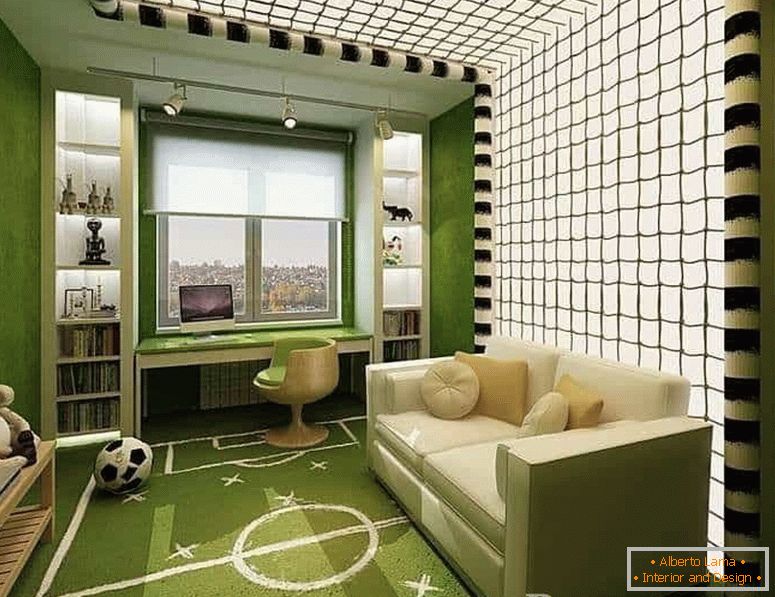 Detská izba pre chlapca vo forme futbalového ihriska
