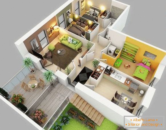 3D projekt súkromného domu s detailným dizajnom izieb