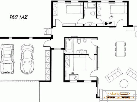 Kreslenie projektu súkromného domu s vlastnými rukami 160 m²