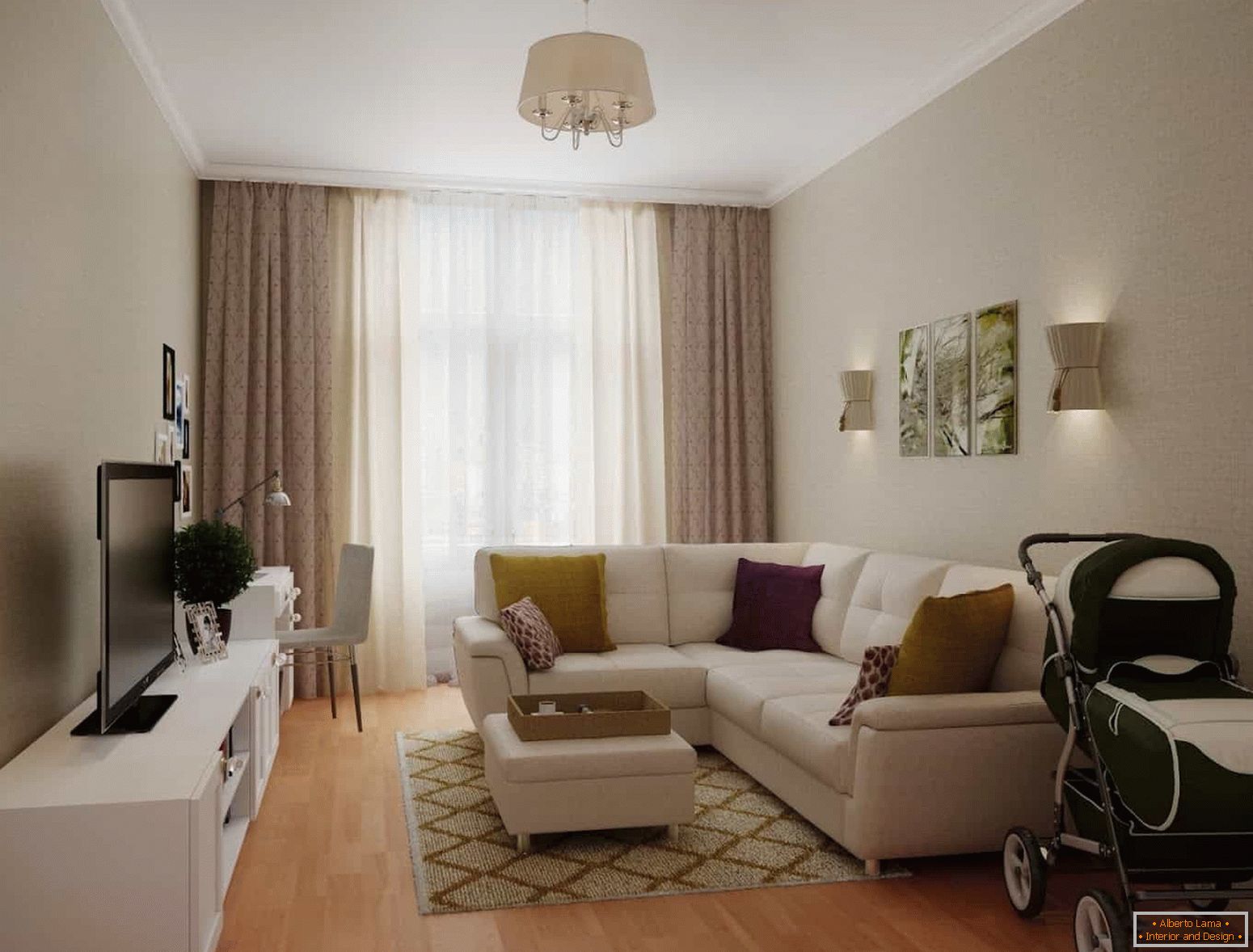 Štýlový moderný obývacia izba 20 m²