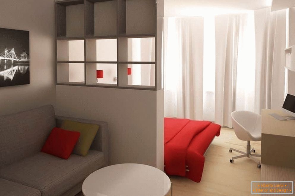 Dizajn spálne a obývacej izby v jednej miestnosti
