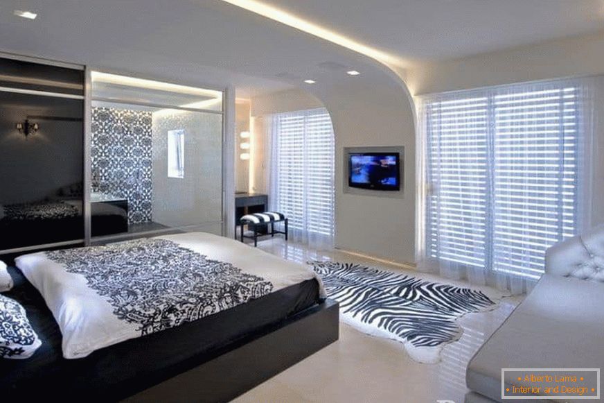 LED podsvietenie v spálni-obývacia izba v jednej miestnosti