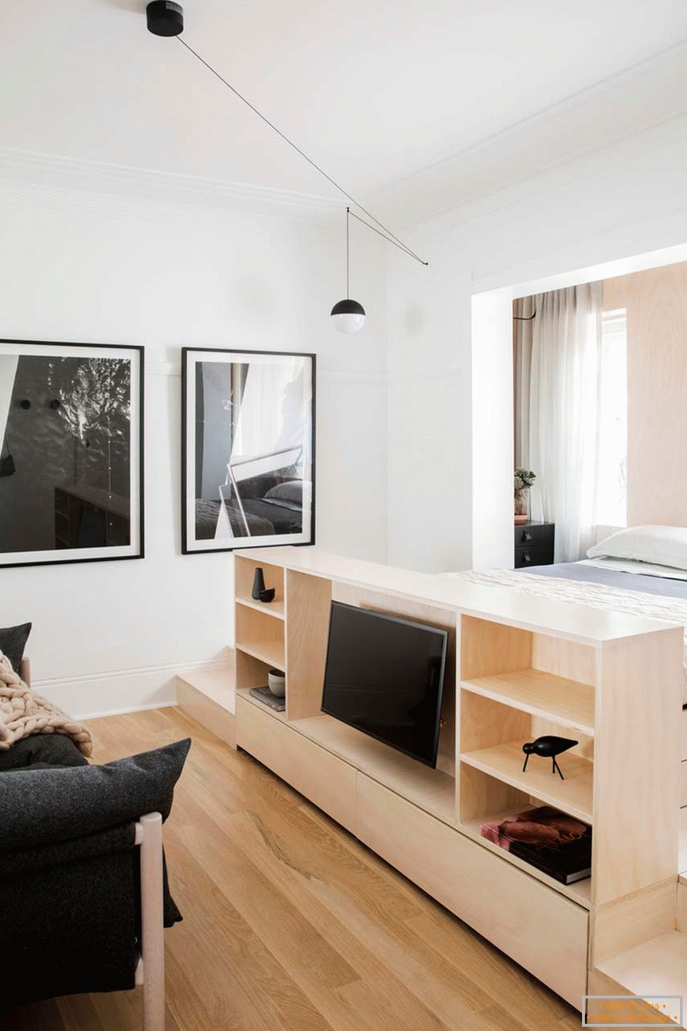 Interiérový dizajn malého bytu v Sydney - телевизор