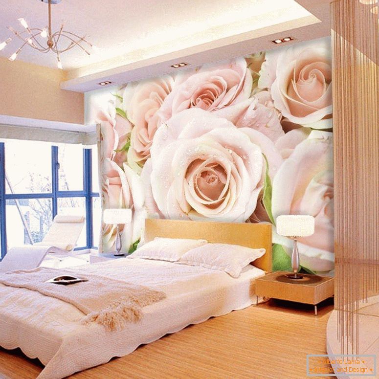 Ruže na stene spálne