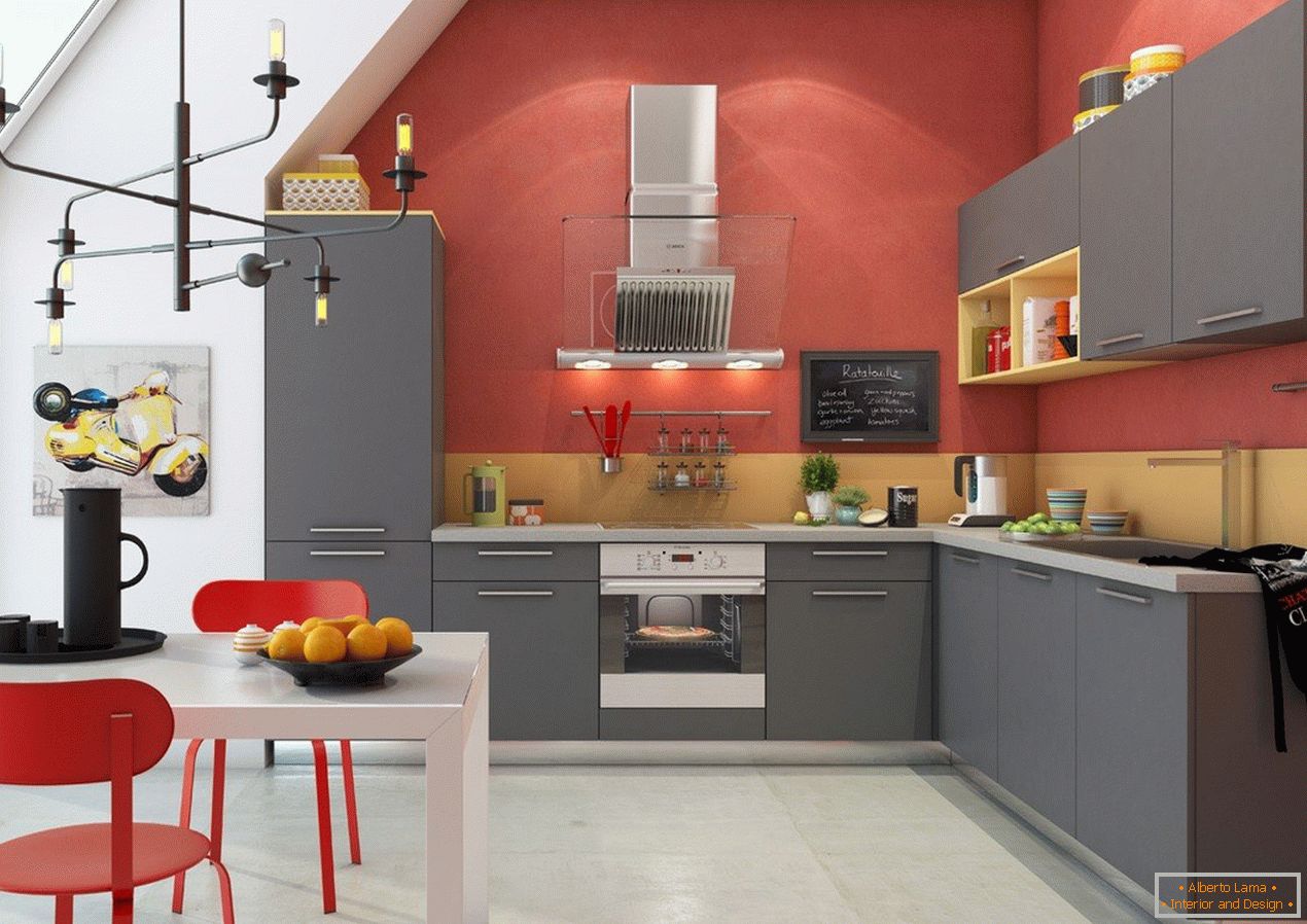 Dizajn kuchyne a jedálne v súkromnom dome s panoramatickými oknami