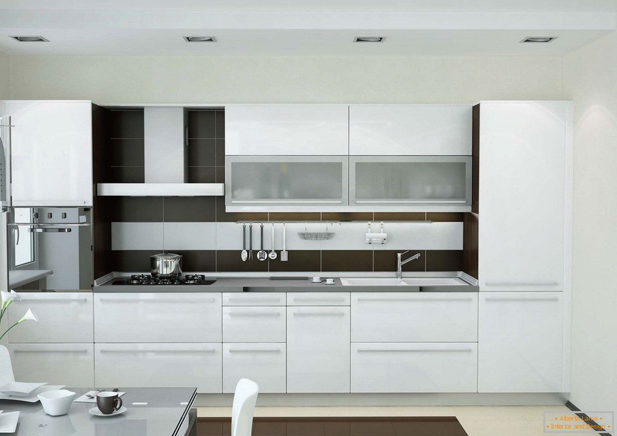 Biela kuchyňa pre 15 m2
