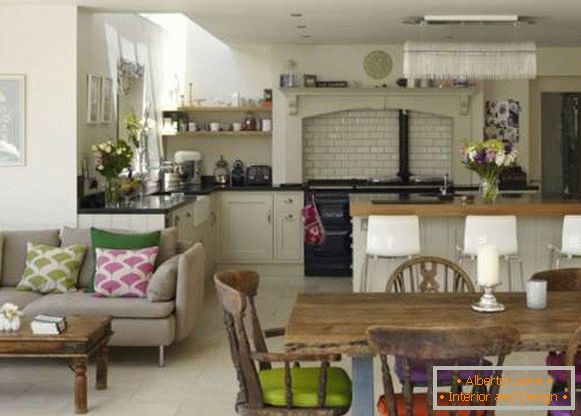 kuchynský dizajn obývacej izby, foto 49