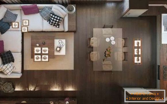 moderný dizajn kuchyne obývacej izby, foto 56