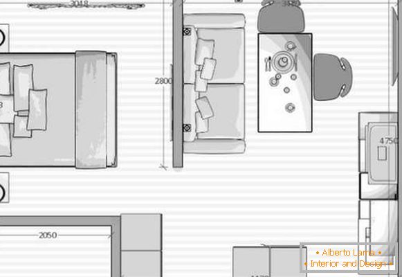 dizajn kuchyne kombinovanej s obývacou izbou malého priestoru, foto 58