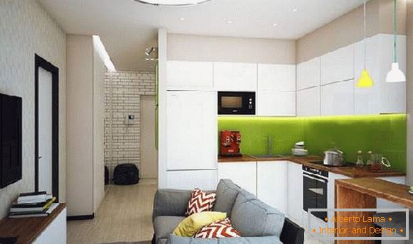 dizajnová kuchyňa s pohovkou 18 m², foto 23