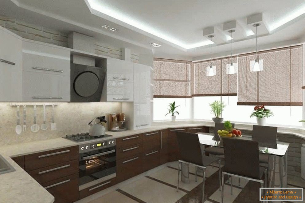 Návrh dizajnu kuchyne s hradbovým oknom v bytovom dome