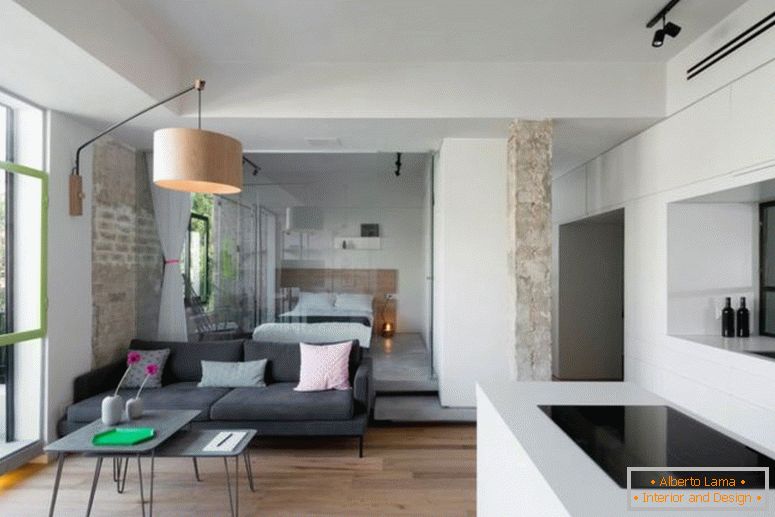 Tel-Aviv-apartment-s-japonsko-Design-vplyvy-spálne-za-sofa
