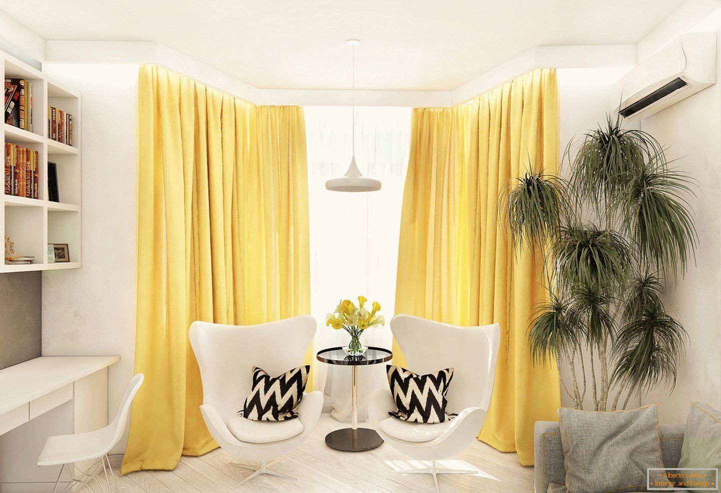 Žltá farba v interiéri