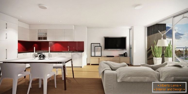 červeno-bielo-studio-apartment