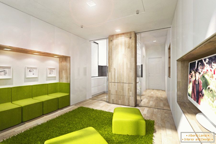 Bytový dizajnový transformátor v jasne zelenej farbe