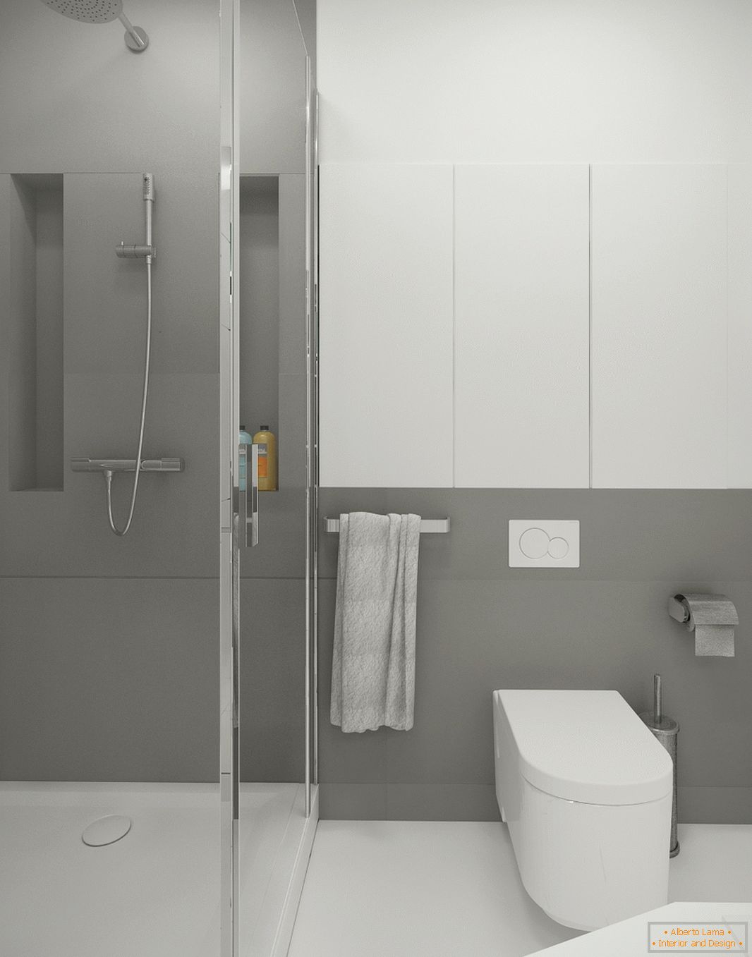 Kúpeľňa v bielo-šedej farbe
