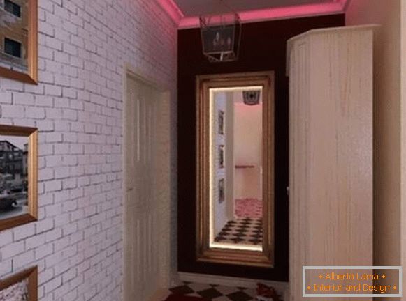 Pôdorys dizajnu malého bytu v Chruščov - interiér chodby