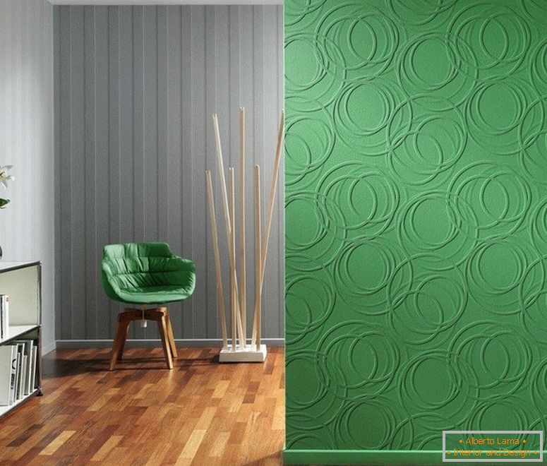 Kombinácia šedej a zelenej na stene
