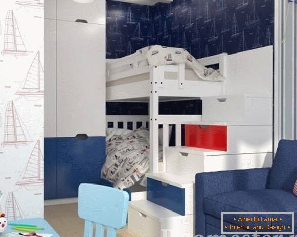 Dvojpodlažná posteľ v detskej izbe