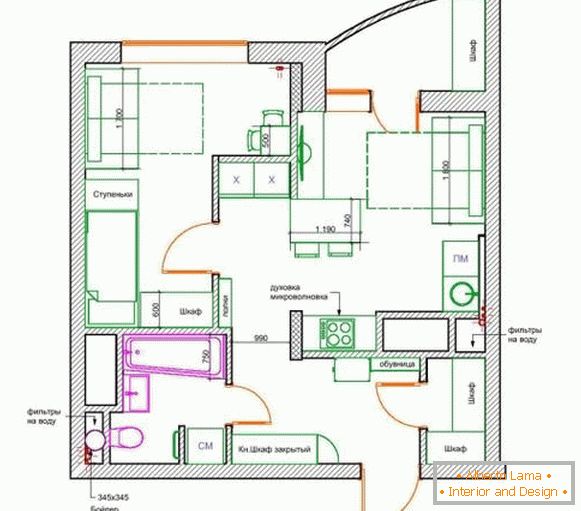 Dizajn bytu - 42-m2-plán