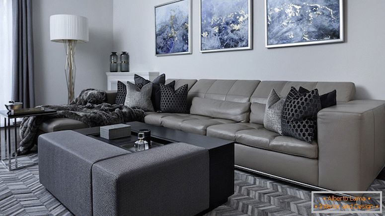Interiér obývacej izby в серых тонах