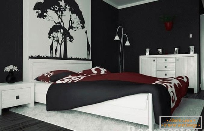 Čierna a biela dekorácia v spálni pre klasický štýl