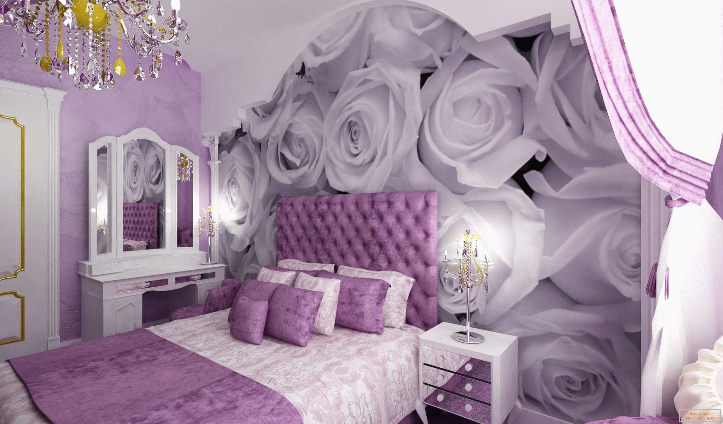 Ruže na stene spálne