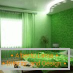 Hnedá a zelená v interiéri spálne