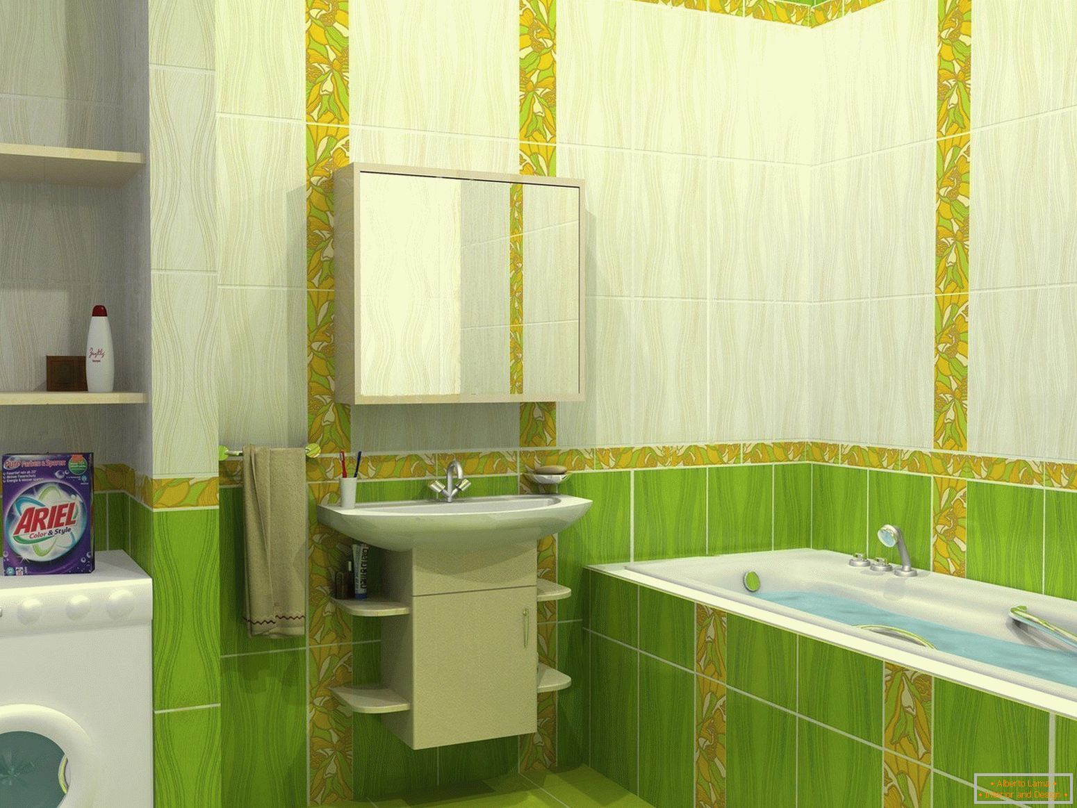 Návrh kúpeľne v zelených tónoch
