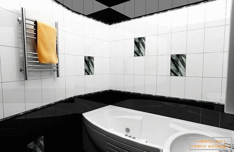 Kúpeľňa s čiernym a bielym interiérom