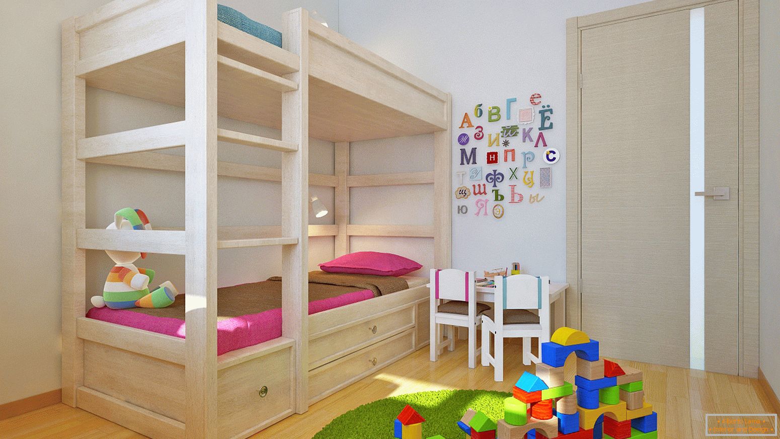 Poschodová posteľ v detskej izbe
