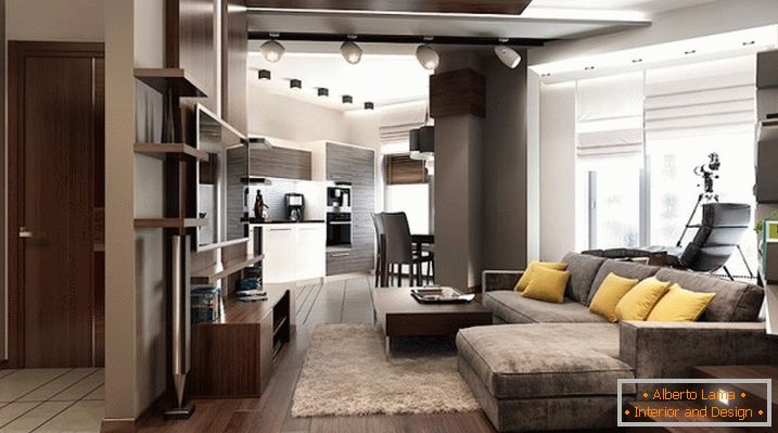 Moderný minimalizmus v prísnom interiéri bytu
