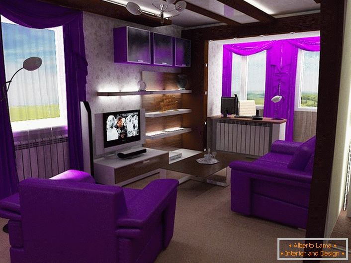 Jasné akcenty šťavnatého purpuru robia obývacia izba v secesnom štýle skutočne exkluzívnou.