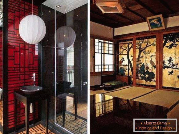 Etnický interiér s japonskými priečkami - fotka