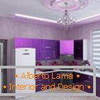 Krásny dizajn kuchyne vo fialových tónoch