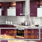 Štýlový dizajn fialovej kuchyne pre byt