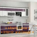 Priestranná fialovo-biela kuchyňa