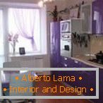 Lilac farba v dizajne modernej kuchyne