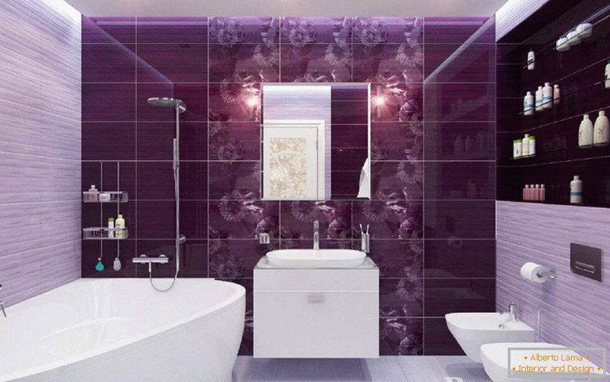 Kúpeľňa s fialovými dlaždicami