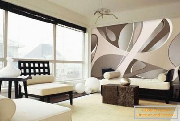 Nástenné nástenné maľby 3d v obývacej izbe, foto 37